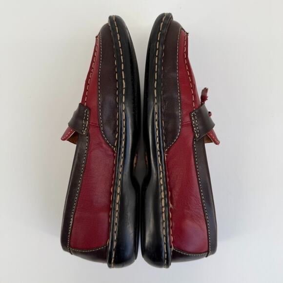 Born Womens Loafers Shoes 8 Red Brown Tassel Slip On Leather Retro - Picture 7 of 12